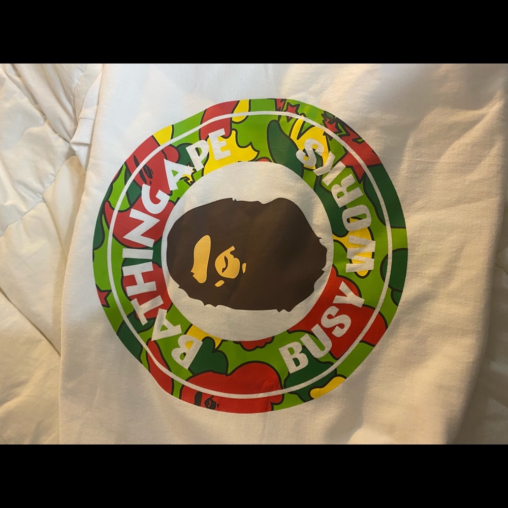 a bathing ape sta camo busy works tee